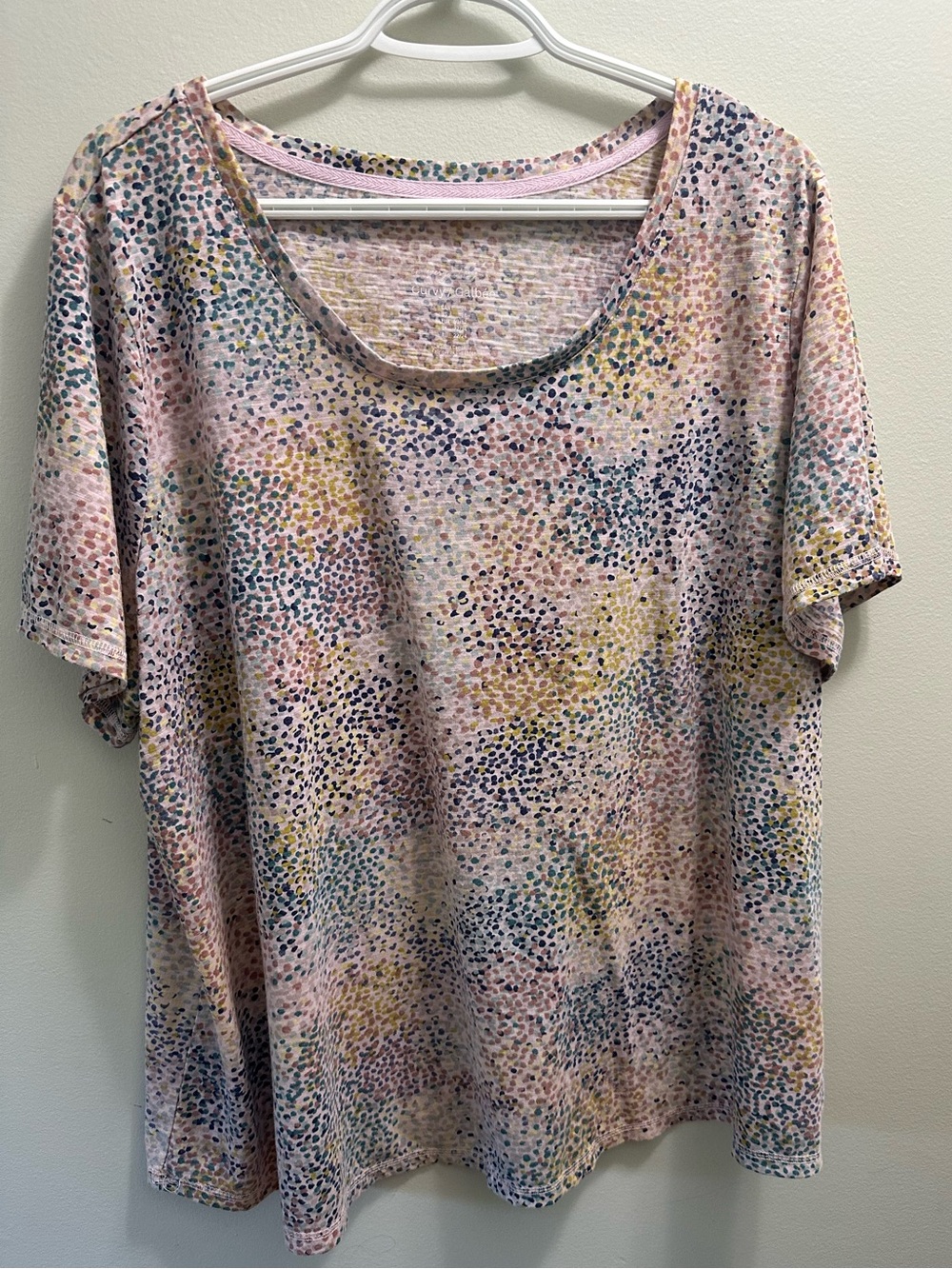 Pastel Pink Multi-Spot Scoop Neck Women's Blouse